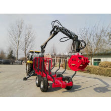 Best Quality!! wood loader with hydraulic crane/ Log grapple with trailer